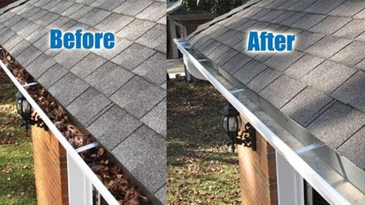 Gutter Cleaning before n after