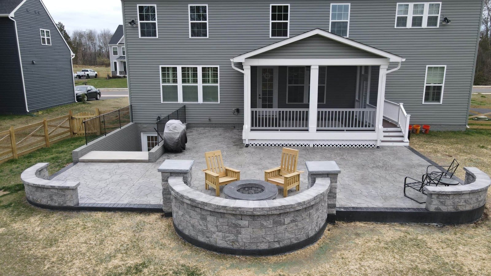 A concrete patio